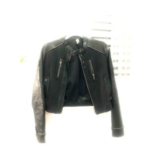 Plan to donate if not purchased $10! - Twoangle Faux Leather and Felt Jacket